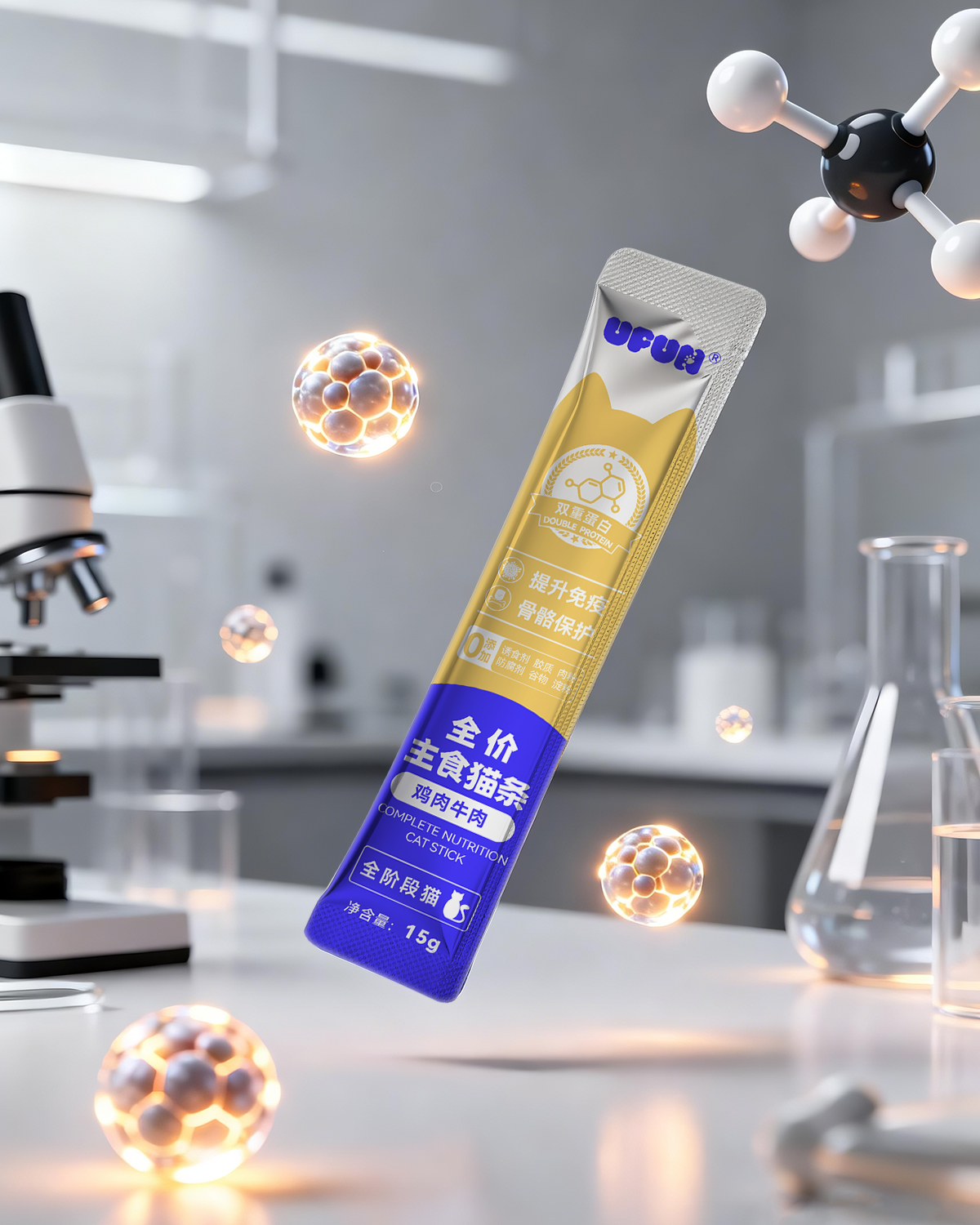 UFUN全价主食猫条3D产品展示